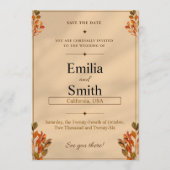 Invitation Rustic Autumn Leaves Save the Date Card 5x7 (Devant)