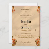 Invitation Rustic Autumn Leaves Save the Date Card 5x7 (Devant / Derrière)