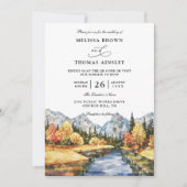 Invitation Rustic Autumn Mountain Budget QR Code Wedding (Devant)