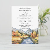 Invitation Rustic Autumn Mountain Budget QR Code Wedding (Debout devant)