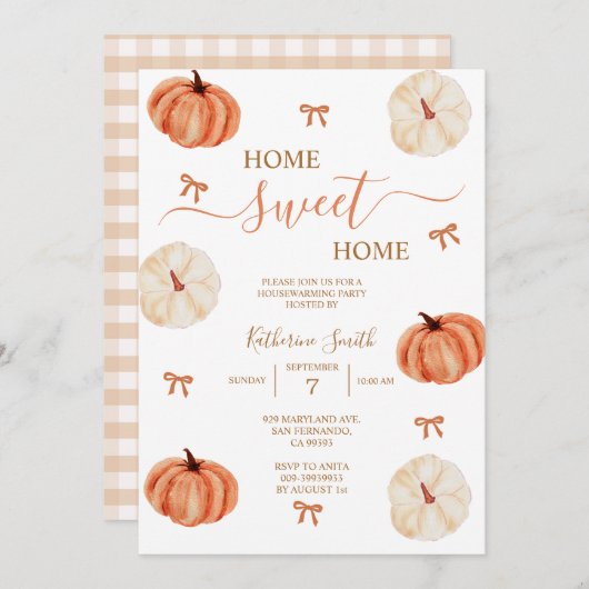 Invitation Rustic Autumn Pumpkin Housewarming Party (Devant / Derrière)