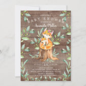 Invitation Rustic Baby Fox et maman Baby shower (Devant)