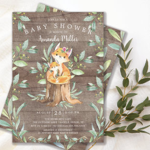 Invitation Rustic Baby Fox et maman Baby shower