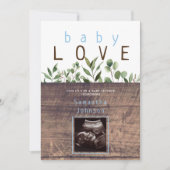 Invitation Rustic Baby Love Wood Ultrasound Baby shower Invit (Devant)