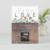 Invitation Rustic Baby Love Wood Ultrasound Baby shower Invit (Debout devant)