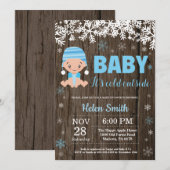 Invitation Rustic Baby son froid dehors Baby shower garçon (Devant / Derrière)
