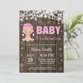 Invitation Rustic Baby son froid extérieur Baby shower fille (Debout devant)