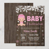Invitation Rustic Baby son froid extérieur Baby shower fille (Devant / Derrière)