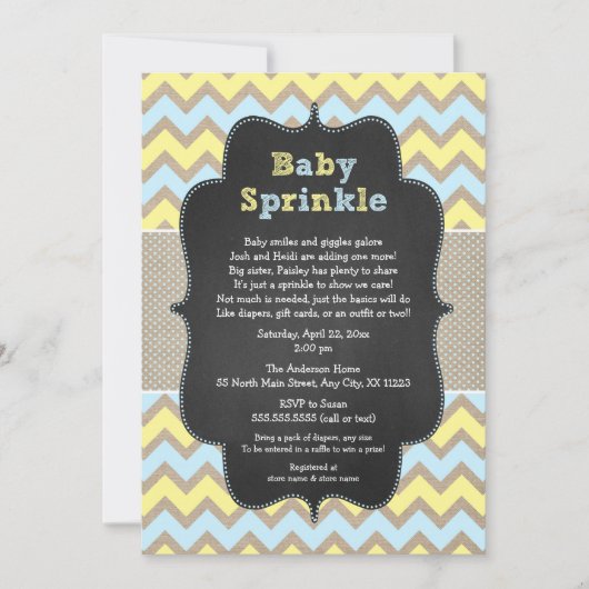 Invitation Rustic Baby Sprinkle / baby shower neut (Devant)