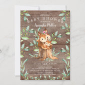 Invitation Rustic Baby Squirrel et Baby shower maman (Devant)