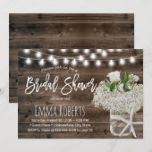 Invitation Rustic Baby's Breath Beach Jar Fête des mariées en (Devant / Derrière)