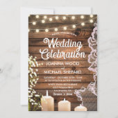 Invitation Rustic Baby's Breath Candlelights & Lace Mariage (Devant)