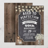 Invitation Rustic Baby's Breath Jar Barn Wood 50e anniversair (Devant / Derrière)