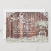 Invitation Rustic Baby's Breath Mason Jar Laced Fête des mari (Devant)