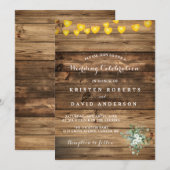 Invitation Rustic Baby's Breath Mason Jar Lights Mariage Invi (Devant / Derrière)
