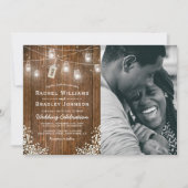Invitation Rustic Babys Breath Mason Jar Mariage photo (Devant)