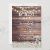 Invitation Rustic Baby's Breath String illuminations retraite (Devant)