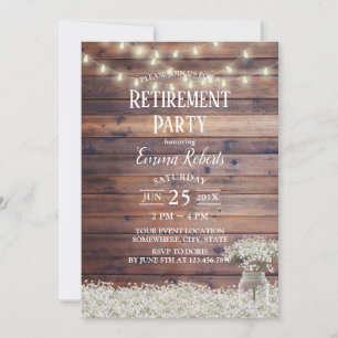 Invitation Rustic Baby's Breath String illuminations retraite