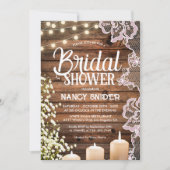 Invitation Rustic Baby's Breath String Lights & Lace Bridal (Devant)