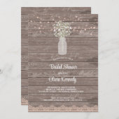 Invitation Rustic Baby's Breathe Mason Jar Fête des mariées (Devant / Derrière)