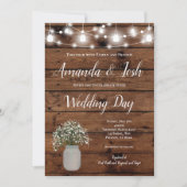 Invitation Rustic Babys Respiration Mason Jar Mariage campagn (Devant)