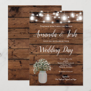 Invitation Rustic Babys Respiration Mason Jar Mariage campagn