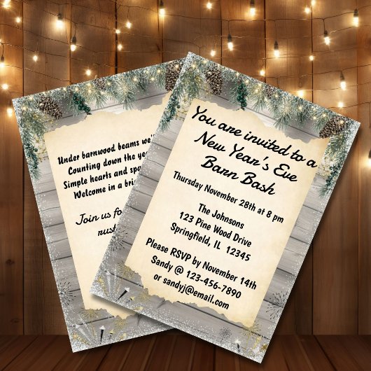Invitation Rustic Barn Bash New Year’s Eve Party