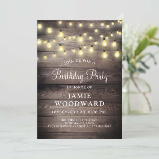 Invitation Rustic Barn Bois fête d'anniversaire (Debout devant)