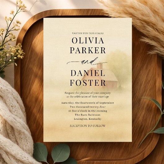 Invitation Rustic Barn Farmhouse Watercolor Wedding 