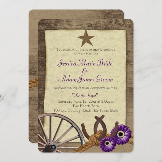 Invitation Rustic Barn Horseshoes et Gerbera Daisy (Devant / Derrière)