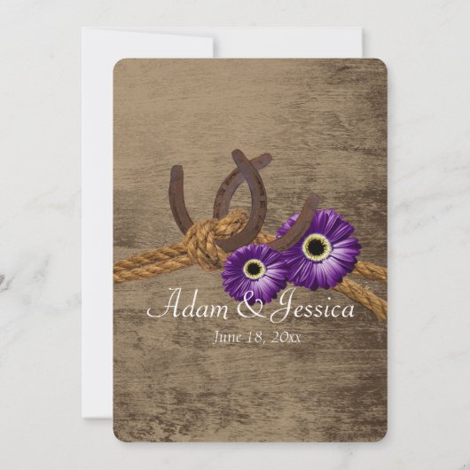 Invitation Rustic Barn Horseshoes et Gerbera Daisy (Dos)