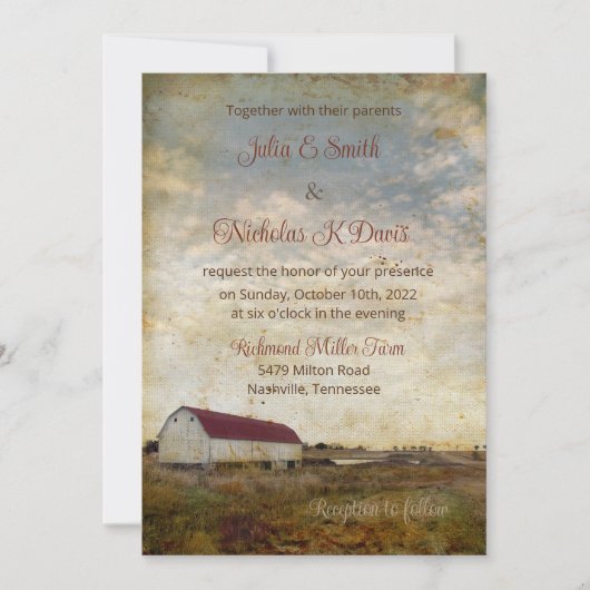 Invitation Rustic Barn Mariage (Devant)