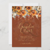 Invitation Rustic Barn Mariage | Automne Brûlé Orange (Devant)