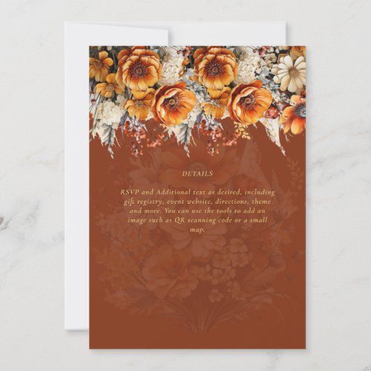 Invitation Rustic Barn Mariage | Automne Brûlé Orange (Dos)