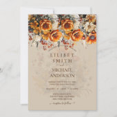 Invitation Rustic Barn Mariage | Automne Brûlé Orange (Devant)