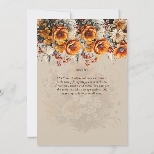 Invitation Rustic Barn Mariage | Automne Brûlé Orange (Dos)
