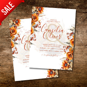 Invitation Rustic Barn Mariage   Automne Brûlé Orange
