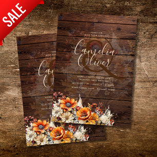 Invitation Rustic Barn Mariage   Automne Brûlé Orange