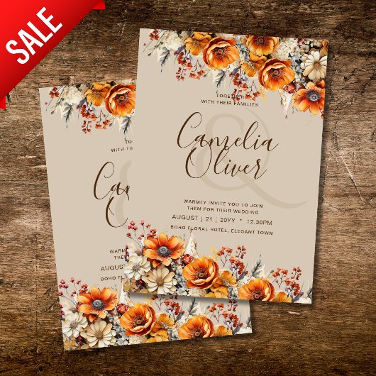 Invitation Rustic Barn Mariage | Automne Brûlé Orange