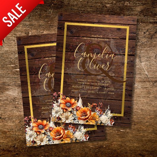 Invitation Rustic Barn Mariage | Automne Brûlé Orange
