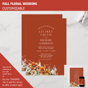 Invitation Rustic Barn Mariage Automne Brûlé Orange