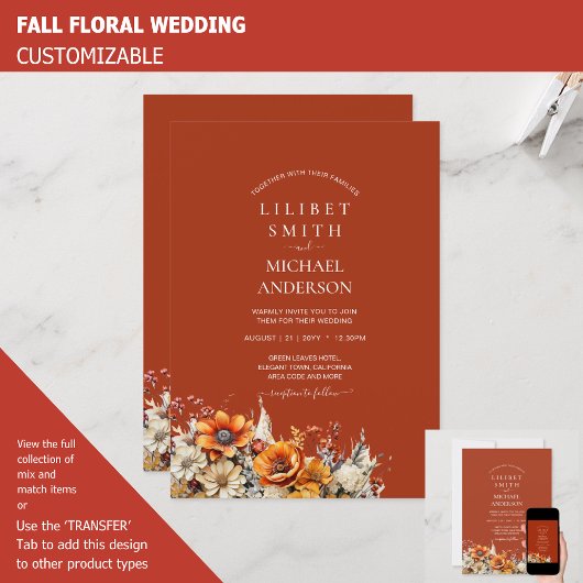 Invitation Rustic Barn Mariage | Automne Brûlé Orange