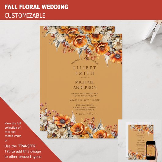 Invitation Rustic Barn Mariage | Automne Brûlé Orange