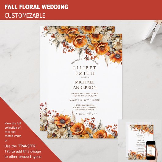 Invitation Rustic Barn Mariage | Automne Brûlé Orange