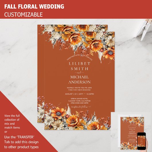 Invitation Rustic Barn Mariage | Automne Brûlé Orange