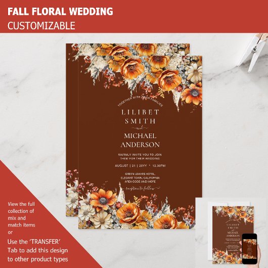 Invitation Rustic Barn Mariage | Automne Brûlé Orange