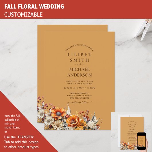 Invitation Rustic Barn Mariage | Automne Brûlé Orange