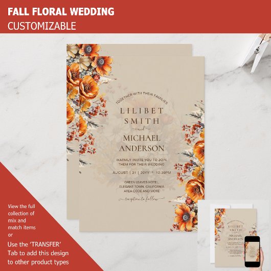 Invitation Rustic Barn Mariage | Automne Brûlé Orange