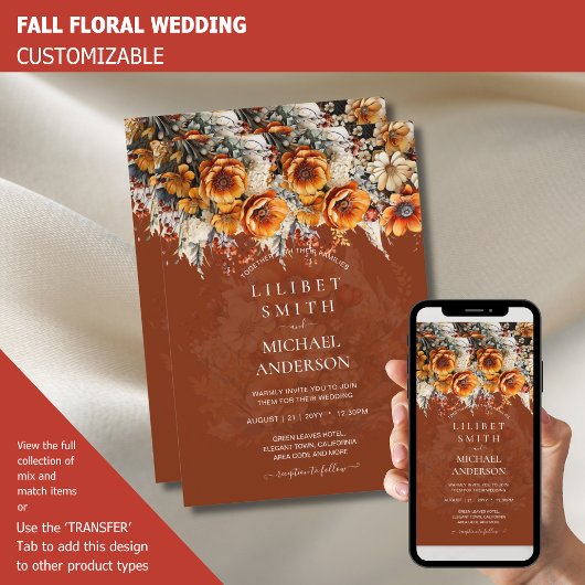 Invitation Rustic Barn Mariage | Automne Brûlé Orange