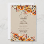 Invitation Rustic Barn Mariage | Automne Brûlé Orange (Devant)